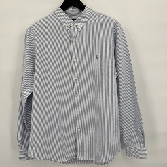 Ralph Lauren Men's Slim Fit Oxford Striped Button Down Blue White Sz XL Flesh - Picture 13 of 13